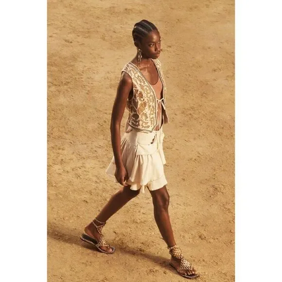 Zara Womens Vest Large S Ecru Embroidered Studded Limited Ed 7521/101 NWT - Picture 4 of 15